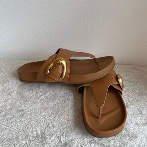 AEROSOLES Tan Sandals with Gold Buckle